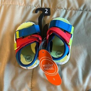 Wonder nation size 2- kids sandals blue/red/yellow